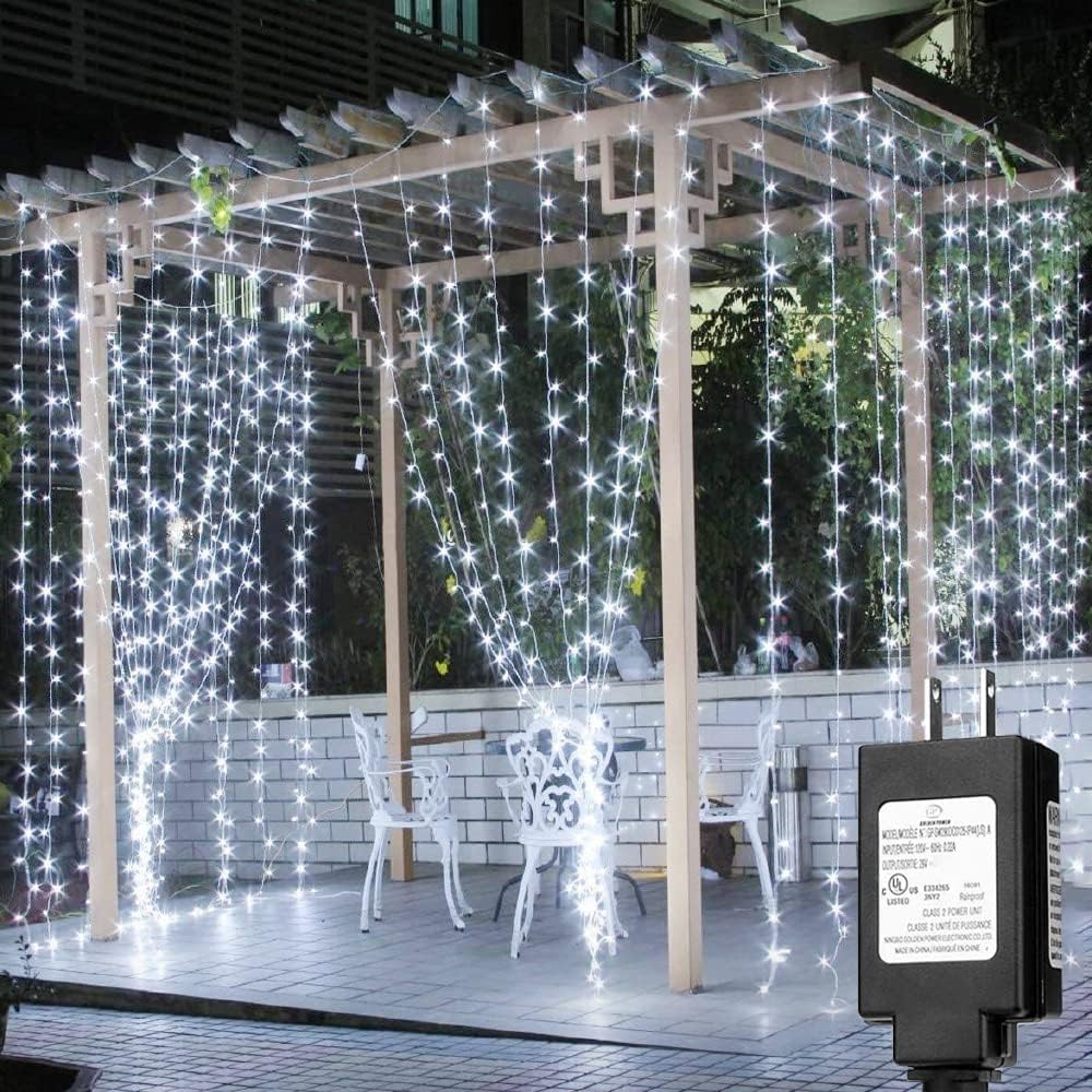 Solhice LED Curtain Lights Outdoor 30ft x10ft for Stunning Decor