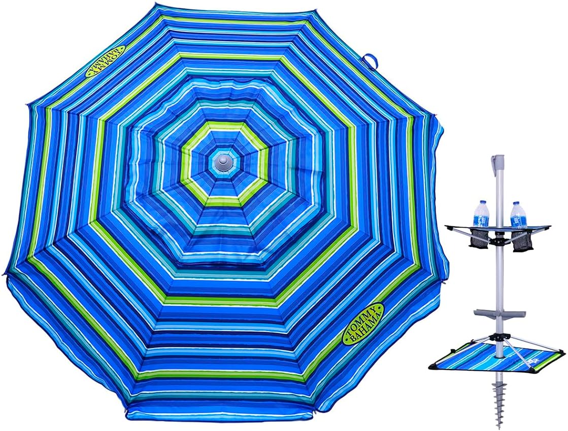 Tommy Bahama 7 ft Fiberglass Beach Umbrella with Table