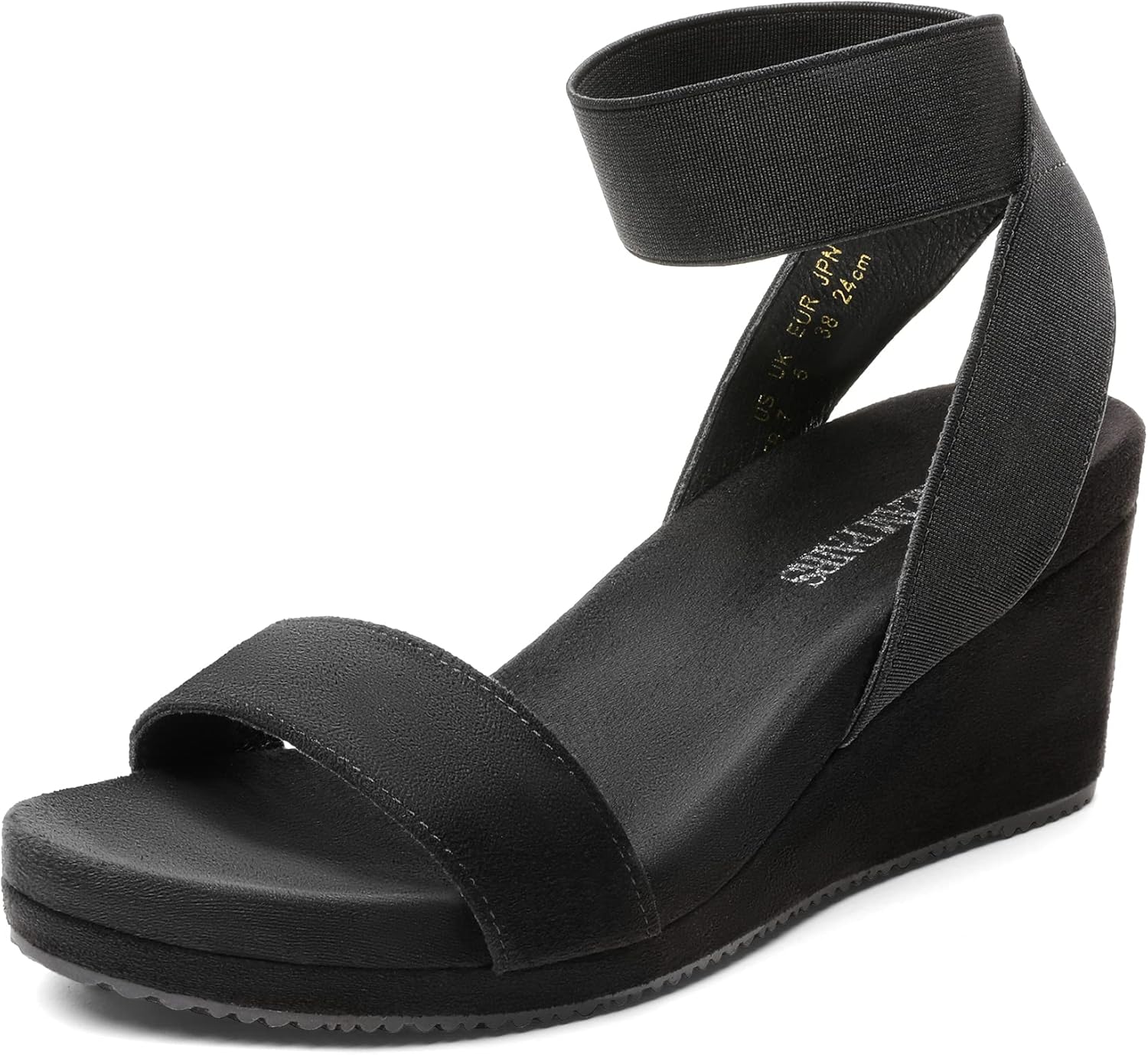 DREAM PAIRS Womens Elastic Ankle Strap Open Toe Wedge Sandals