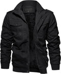 Men's Winter Jacket with Multi Pockets Zip Front - Warm Fleece Lined