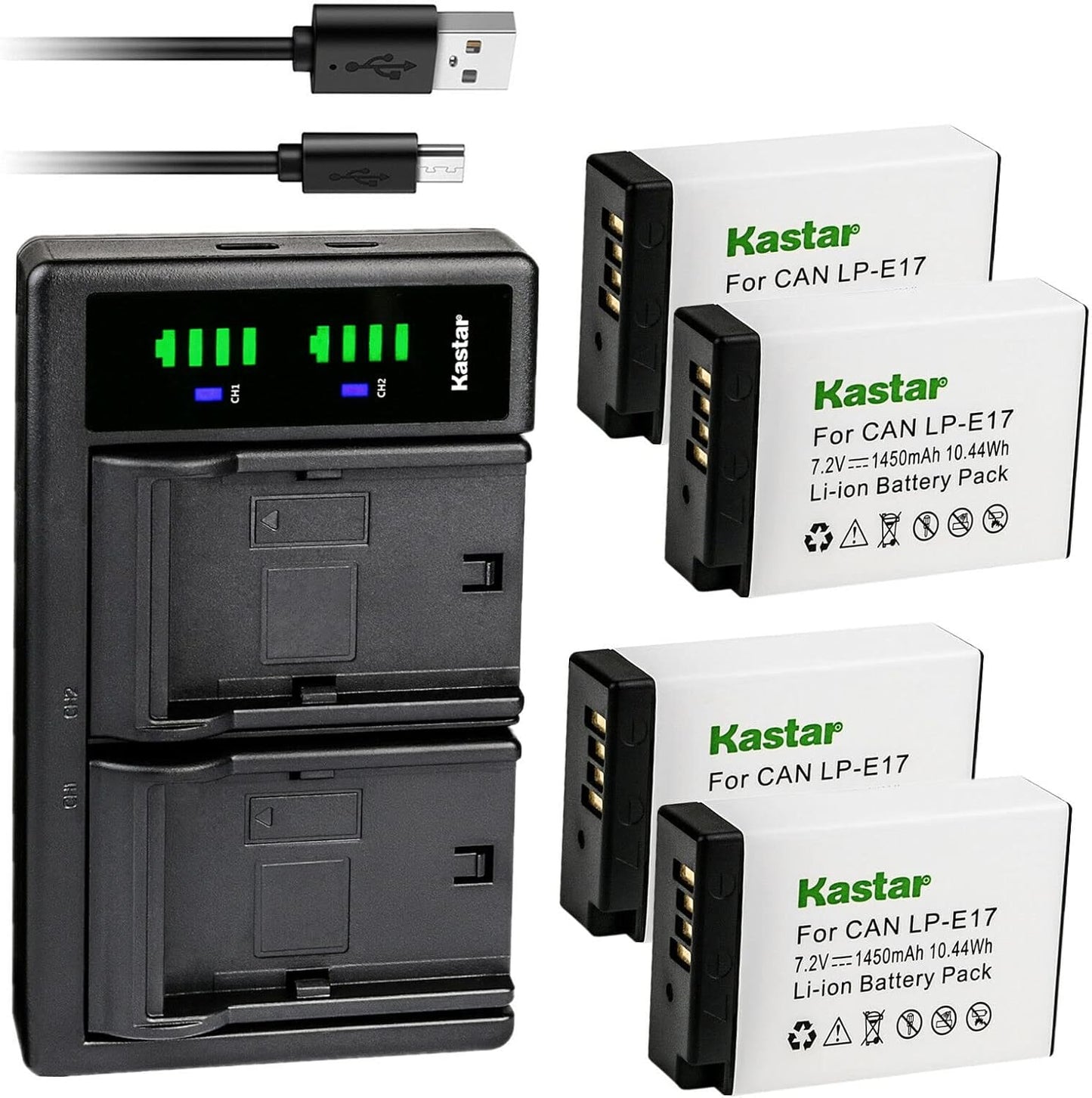 Kastar 4-Pack Battery and USB Charger for Canon EOS Cameras