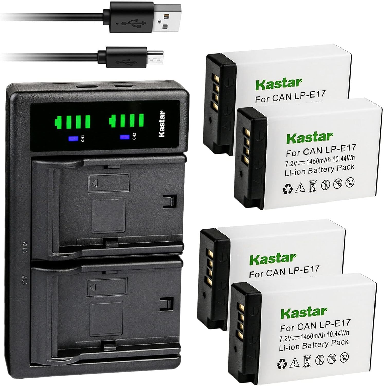 Kastar 4-Pack Battery and USB Charger for Canon EOS Cameras