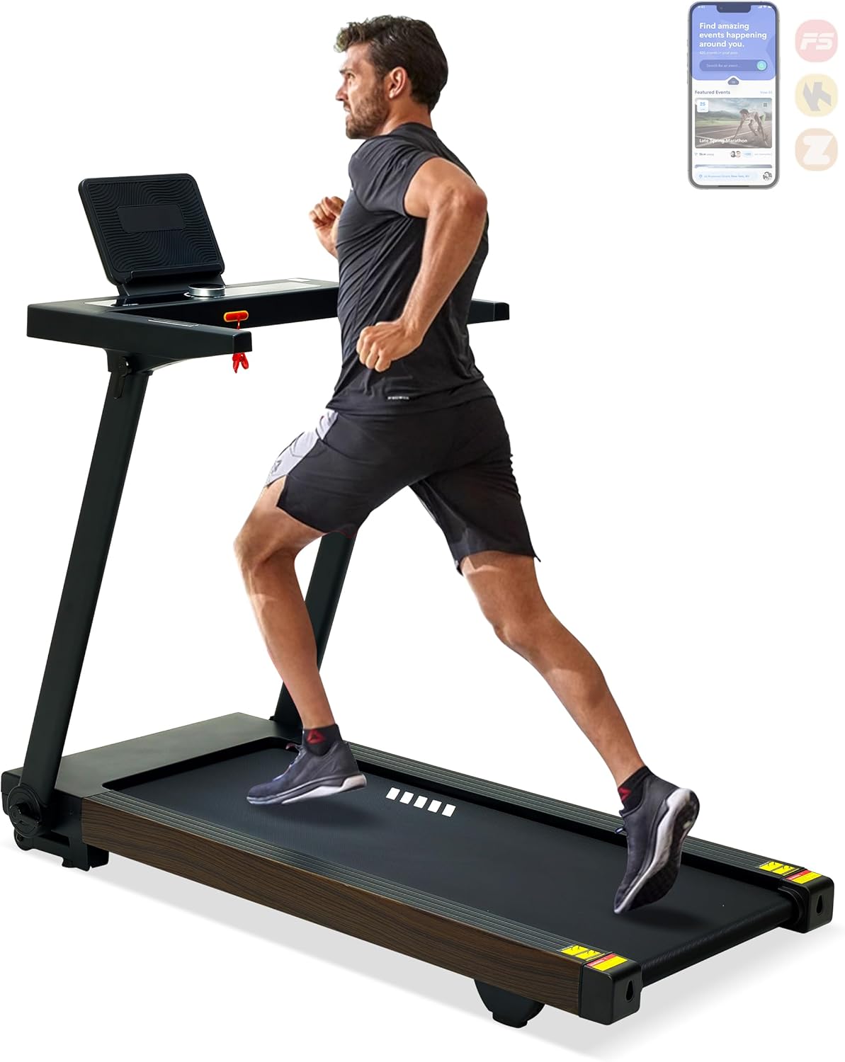 BORGUSI Foldable Treadmill - 4 HP Auto Incline, 18.9 Wide, 400 lb Cap, Bluetooth Speaker