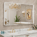 LOAAO 55x36 in White Metal Framed Bathroom Mirror - Clear HD
