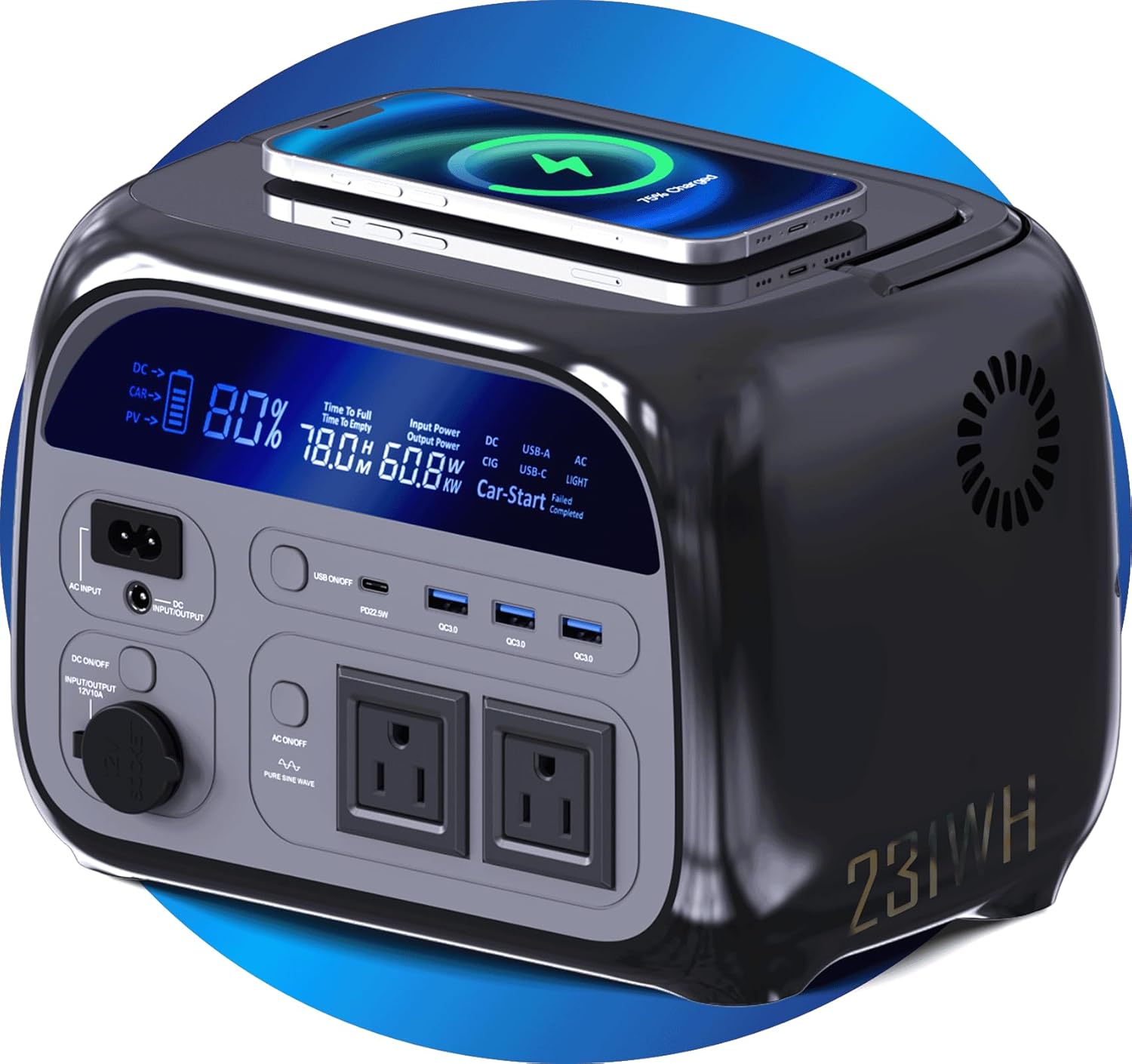 Portable 500W Power Station - Lightweight, Solar Enabled
