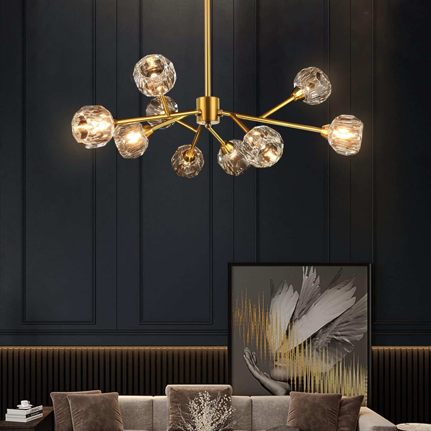 Modern Crystal Sputnik Chandeliers for Dining Room Lighting