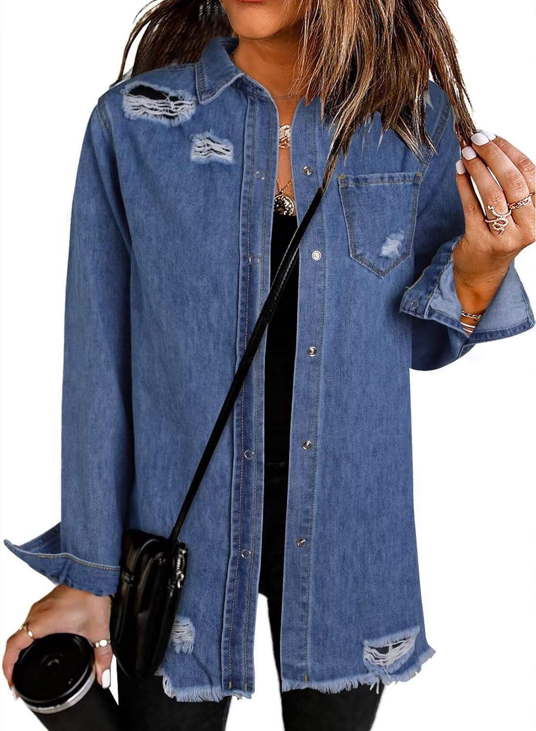 Dokotoo Women's Oversized Denim Jacket for Casual Fall Outfits