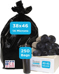 Black Garbage Bags 40-45 Gallon Light Duty - Bulk 250 Count