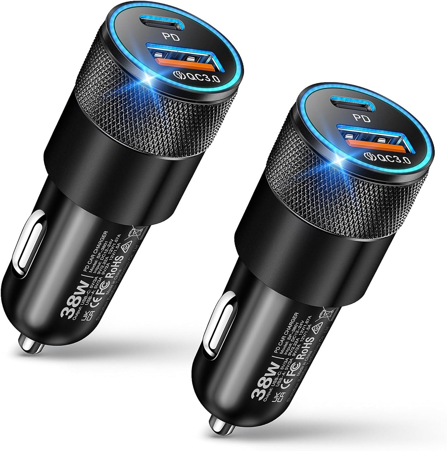 Fast Charge Duo: USB C Car Charger 38W