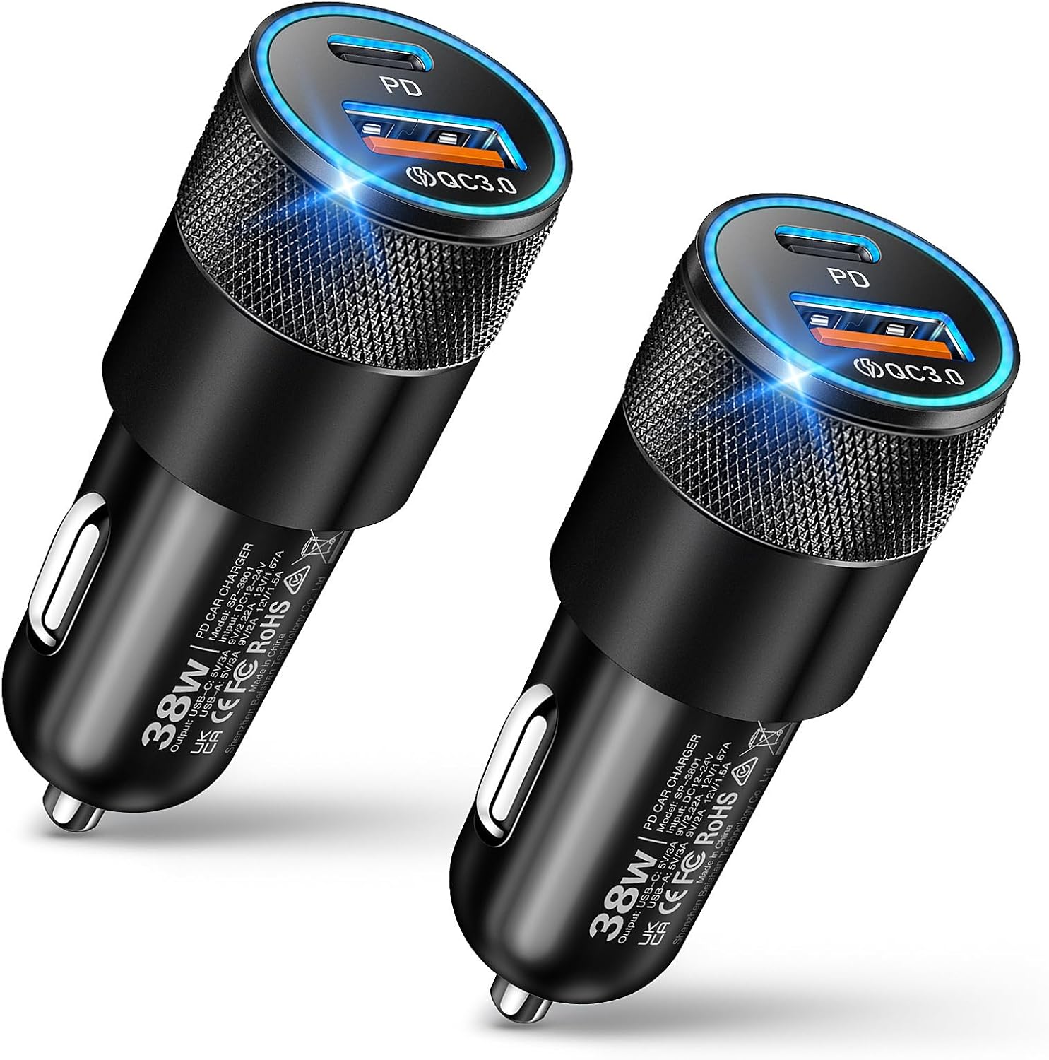 Fast Charge Duo: USB C Car Charger 38W