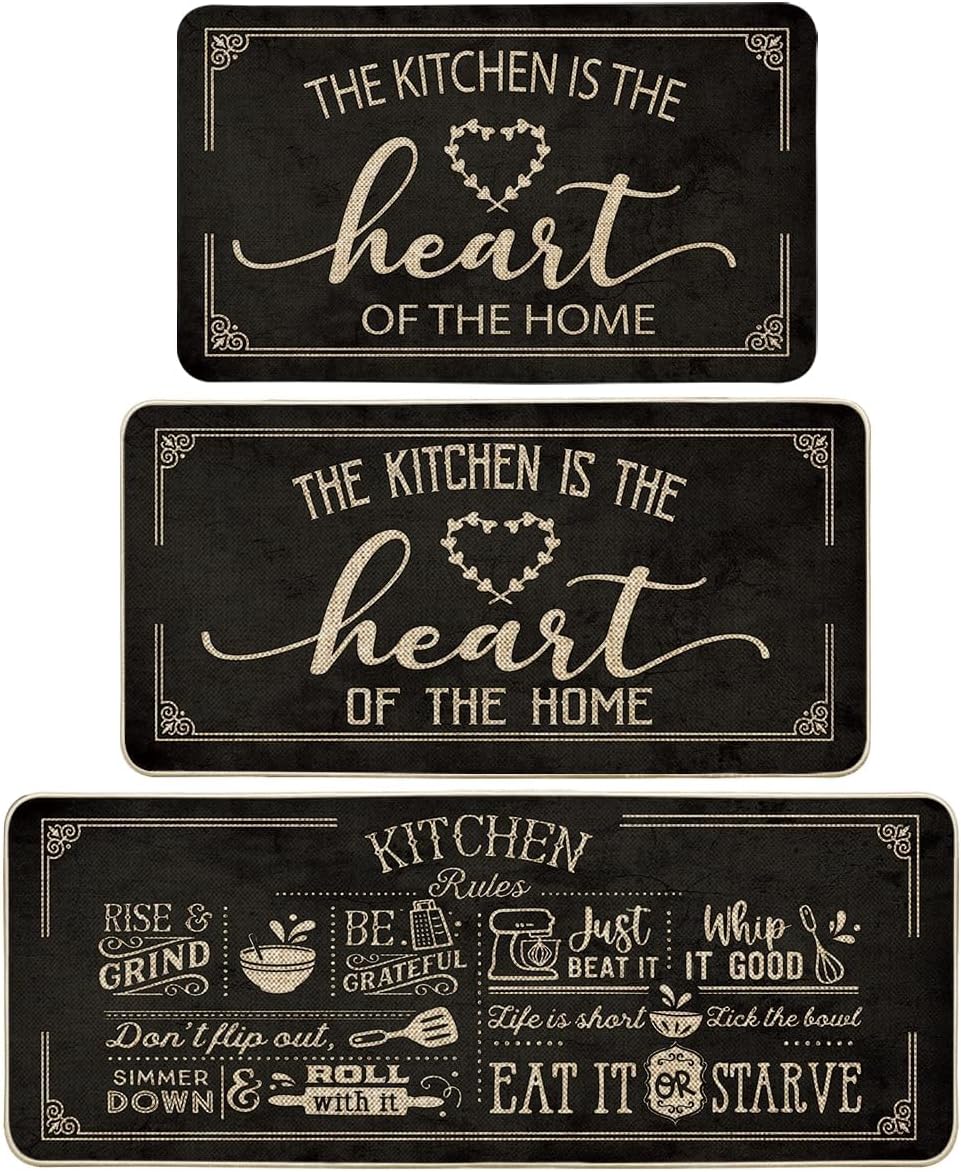 Artoid Mode Black Cooking Sets Kitchen Mats for Stylish Decor