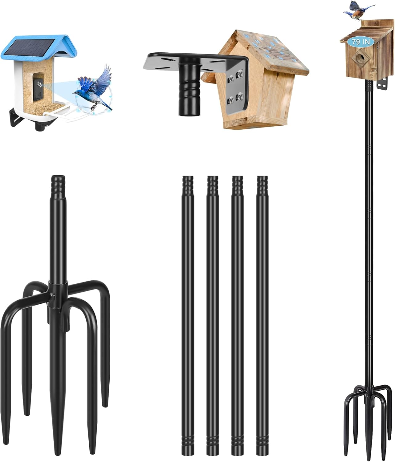 Ultimate 79 Smart Bird Feeder Pole - Heavy Duty Metal Stand