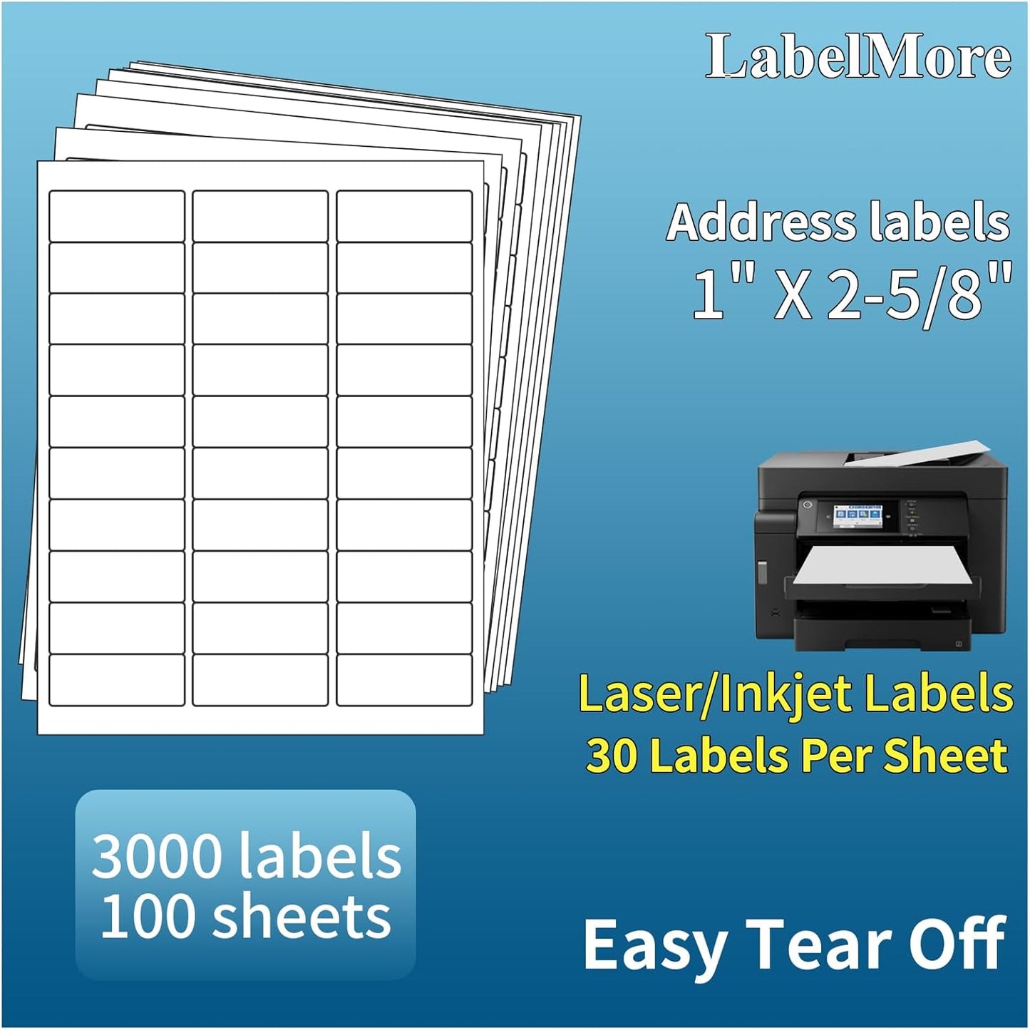 3000 High-Quality Address Labels for Laser & Inkjet Printers - LabelMore Efficiency!