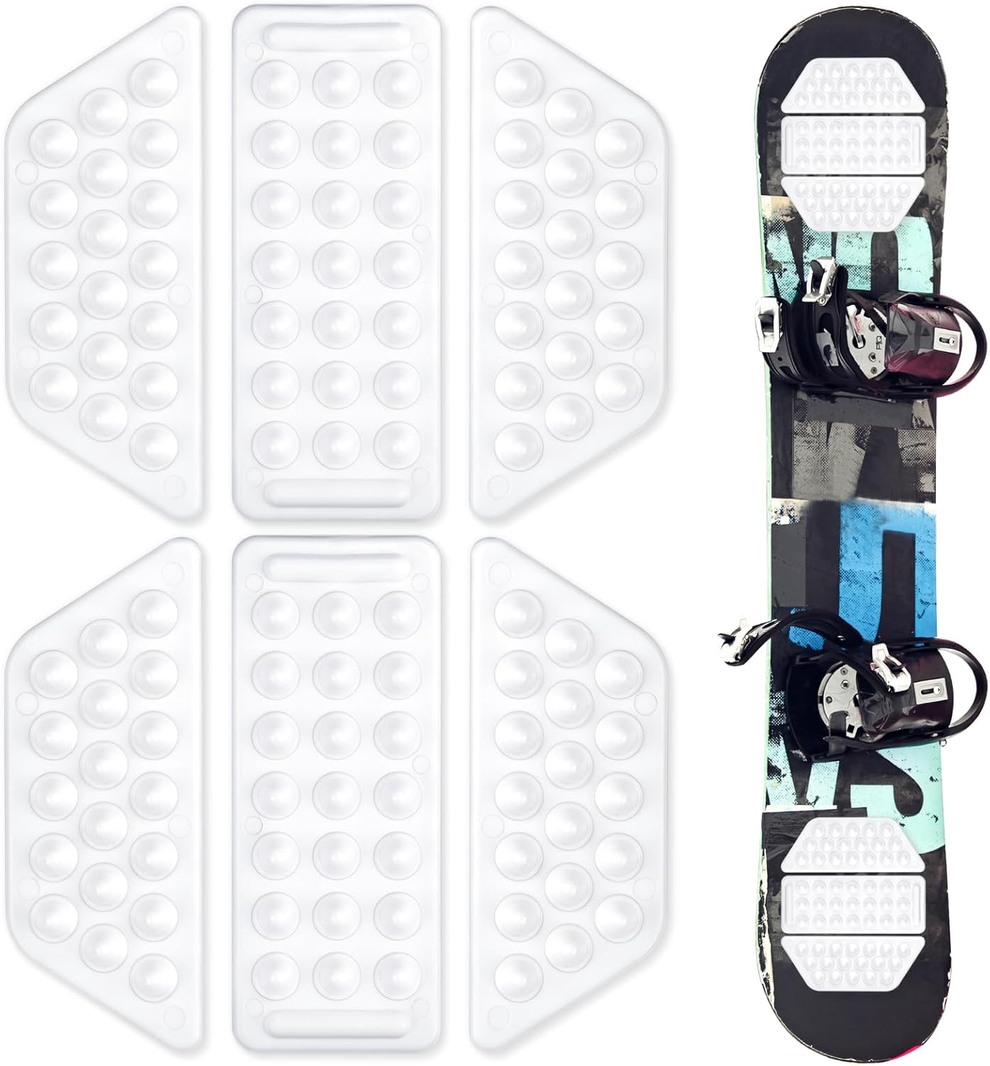 Durable Anti-Slip Snowboard Stomp Pads - Set of 12