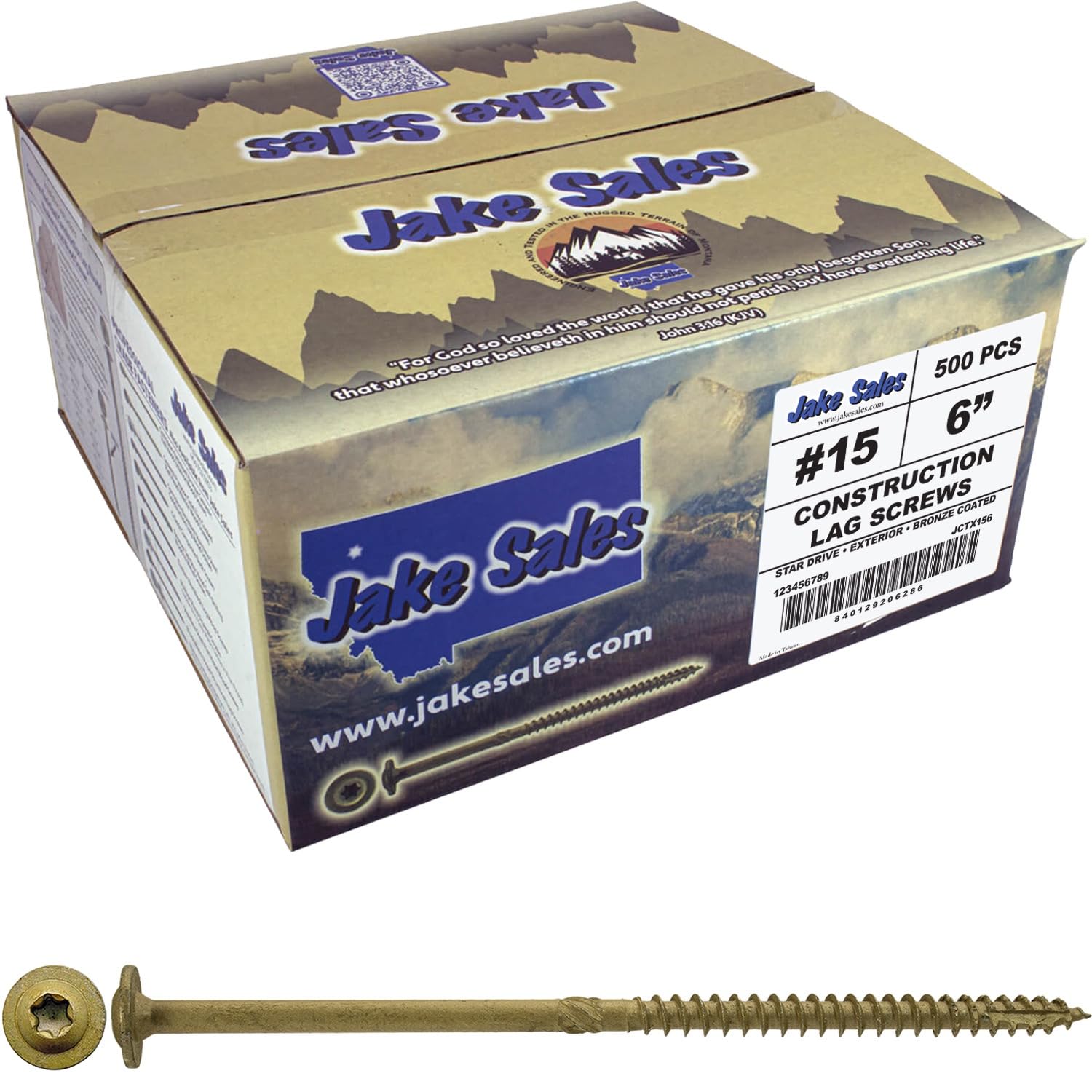 Jake Sales #15 x 6 Heavy Duty Structural Lag Screw for Projects