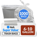 6-10 Gallon Trash Bags 1000 Clear Bags - Strong Daily Use