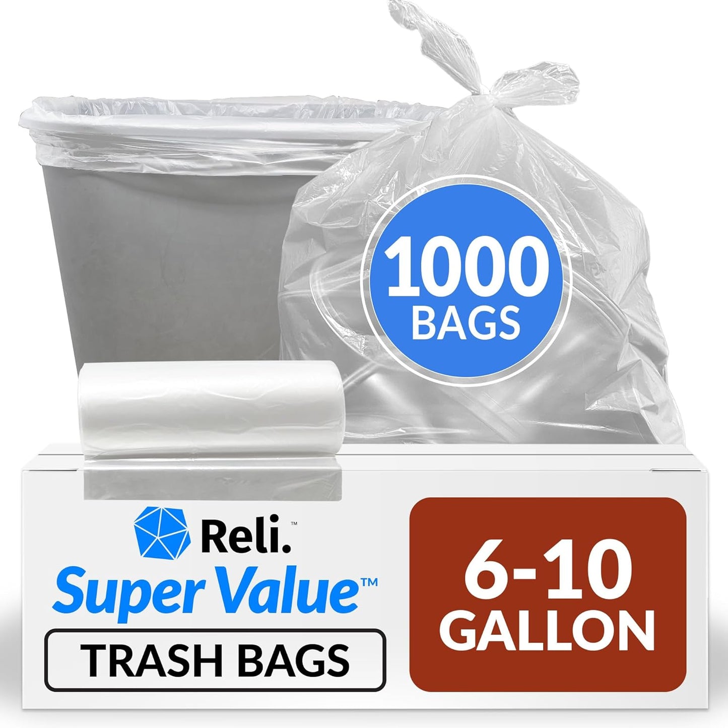 Clear 6-10 Gallon Trash Bags - Strong & Durable for Home Use