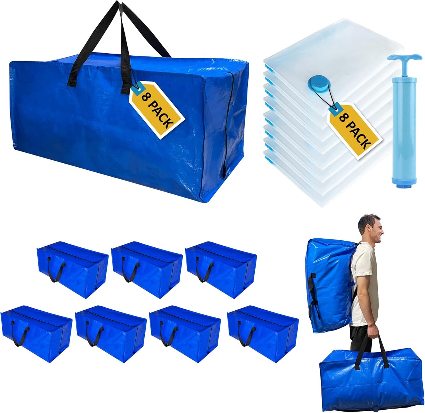 16 Pack Heavy Duty Extra Large Moving Bags for Easy Storage