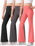 Girls Flare Leggings High Waisted Bell Bottoms - 3 Pack