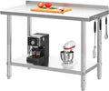 48 in x 24 in Stainless Steel Prep Table with Undershelf - Heavy Duty