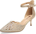 IDIFU Women's Candice Rhinestone Sequin Low Kitten Heels - Bridal