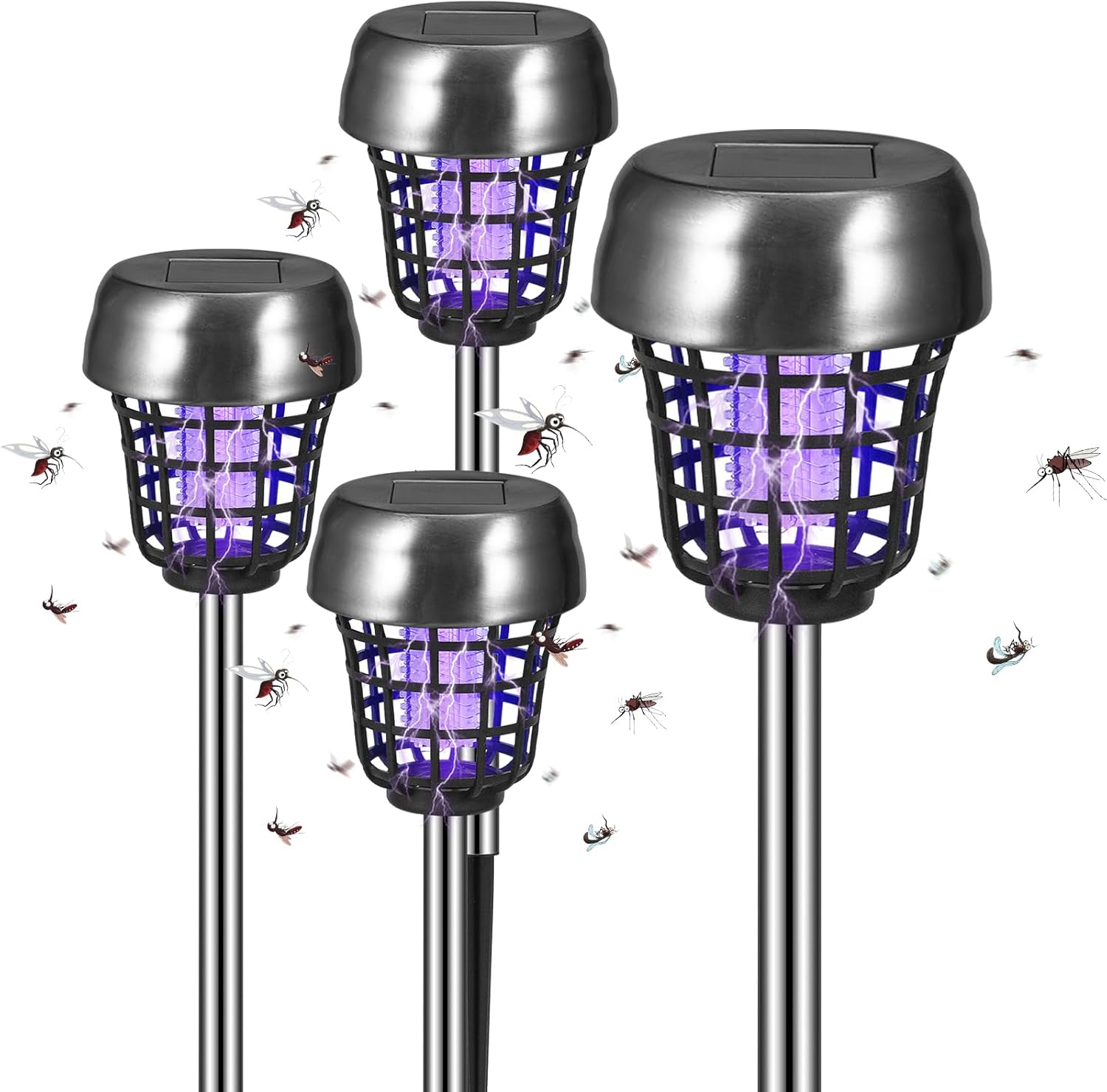 4 Pack Solar Bug Zapper Outdoor Waterproof for Mosquito Control