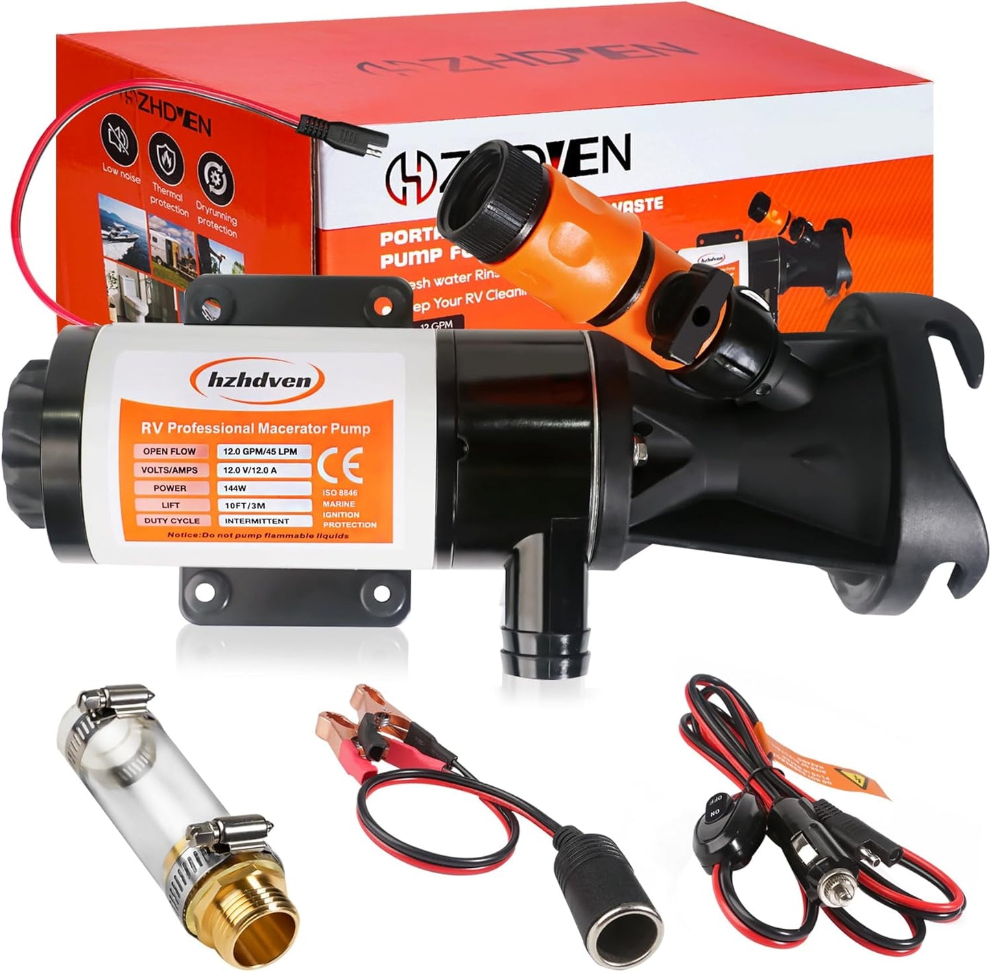 RV Macerator Pump 12V by hzhdven - Efficient Waste Disposal
