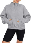 Stylish PRETTYGARDEN Women's Quarter Zip Long Sleeve Cropped Top