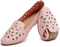 HEAWISH Women's Floral Ballet Flats Black Beige - Soft PU Slip On