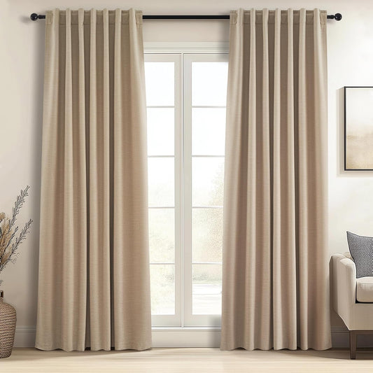 Topfinel Blackout Linen Blend Curtains for Modern Farmhouse Style