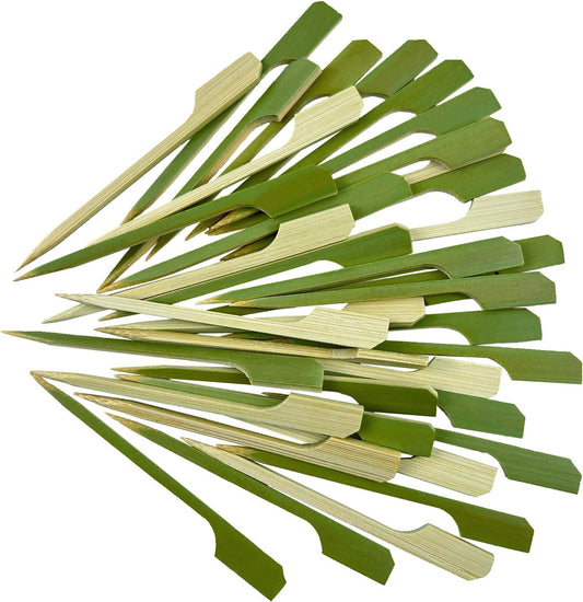 100 Green Bamboo Skewers for Appetizers & Snacks - FCALIVV