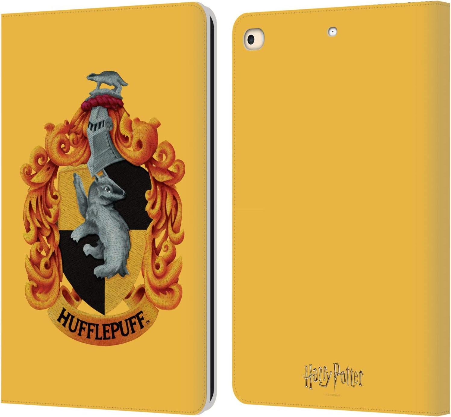 Harry Potter Hufflepuff Crest Leather Wallet Case for iPad 9.7