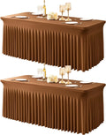 2 Packs Brown Table Clothes for 4 Foot Rectangle Tables - One-Piece