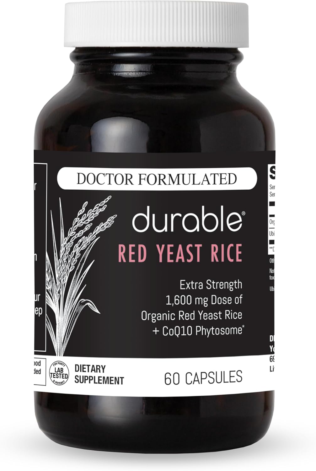 Durable RED Yeast Rice 1,600 mg with CoQ10 for Heart Health