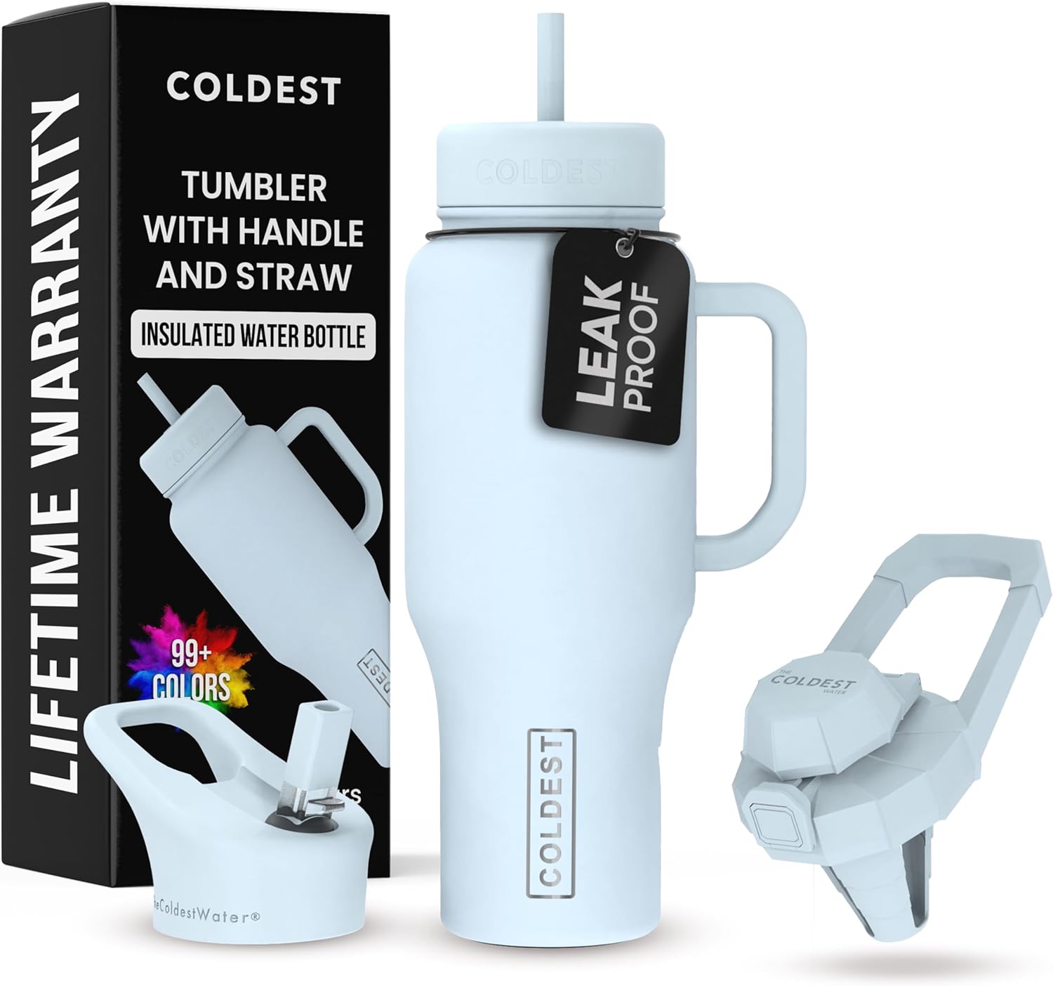 Coldest Tumbler with Handle and Straw - 36 oz Insulated Cup