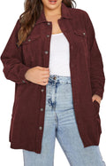Eytino Plus Size Corduroy Boyfriend Shacket Jacket (1X-5X)