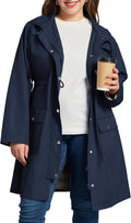 Plus Size Rain Jackets for Women Waterproof Windbreaker Hooded Trench