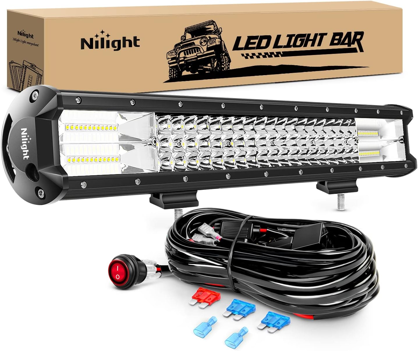 Nilight LED Light Bar 20Inch 288W for Off Road Driving