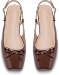 Women's Ballet Flats Slingbacks Square Toe Bow Satin (Style VGLK)