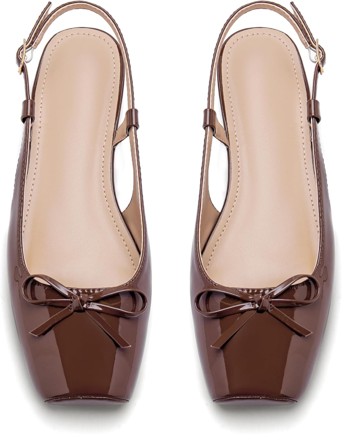 Women's Ballet Flats Slingbacks Square Toe Bow Knit Dressy Shoes