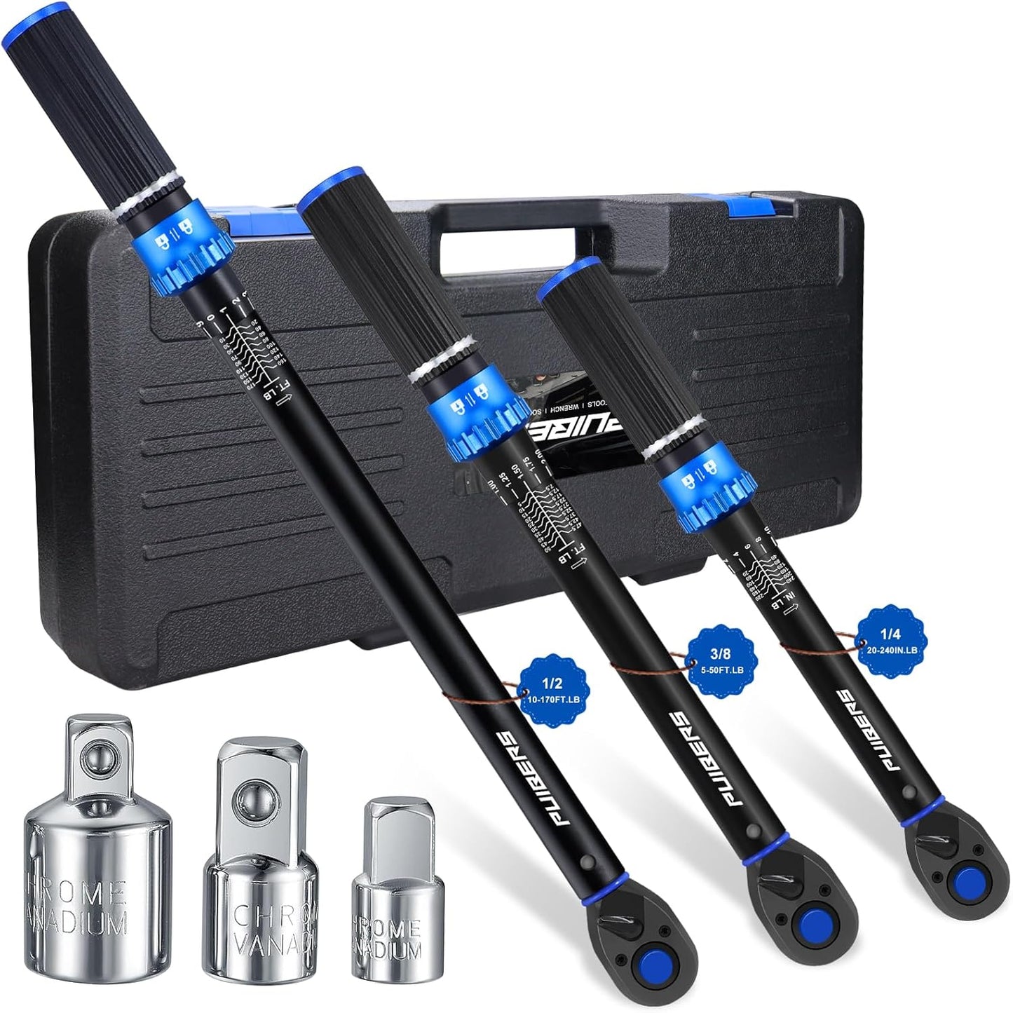 Torque Wrench Set 1/2 3/8 1/4 inch Drive Click for Vehicles