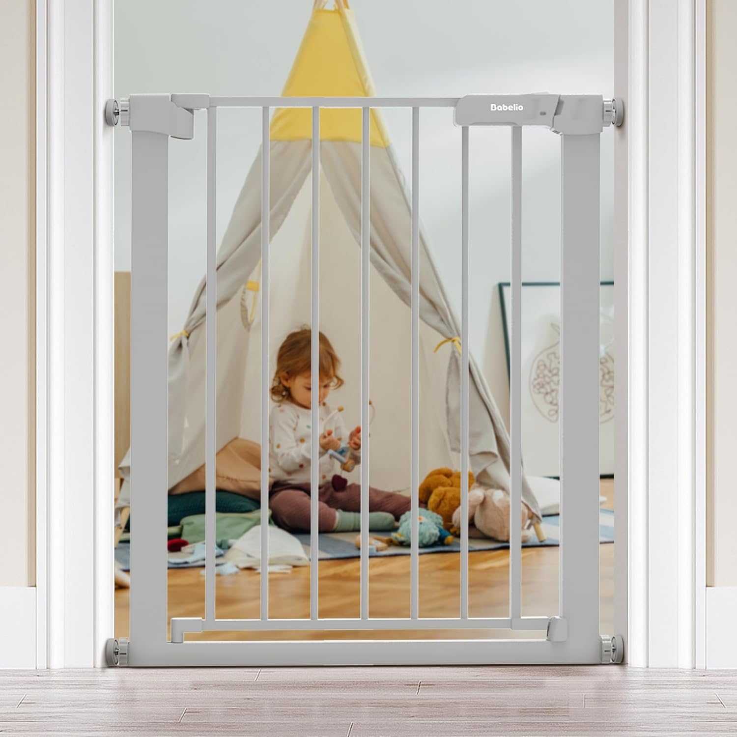 BABELIO 27-29.5 inch Easy Install Baby Gate - Perfect for Small Spaces!