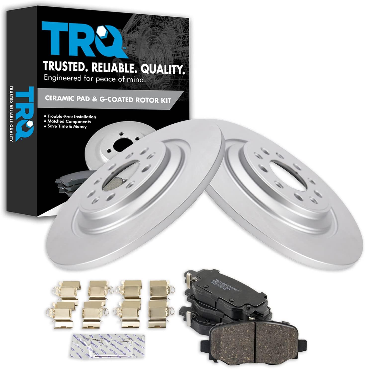 TRQ Rear Brake Pad & Rotor Kit for 2014-2021 Jeep Cherokee