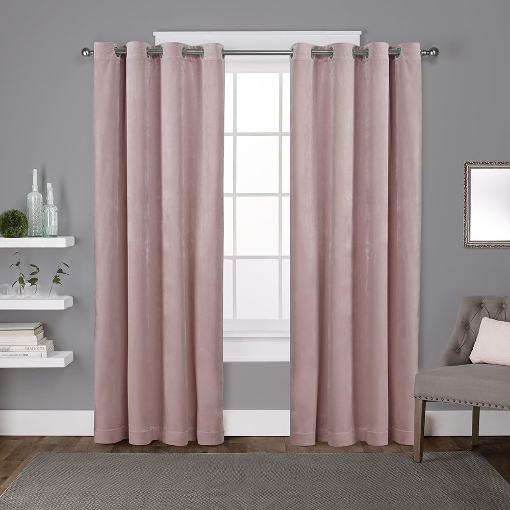 Velvet Light Filtering Curtain Pair, 54x96, Blush
