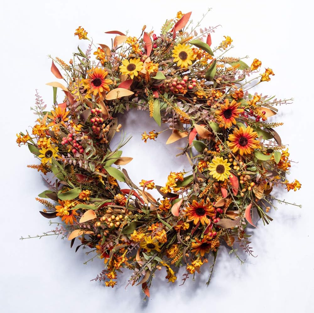 Fall Wreaths for Front Door 24 Inch Large Autumn Decor