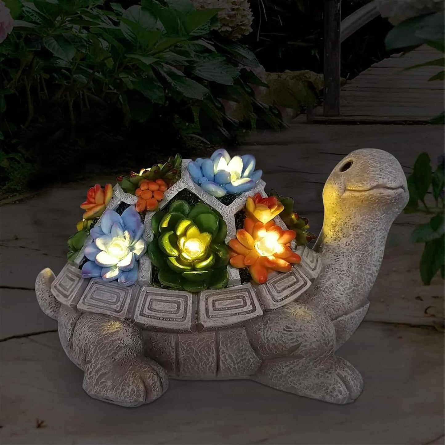 Nacome Solar Garden Outdoor Statues Turtle with Succulent Lights