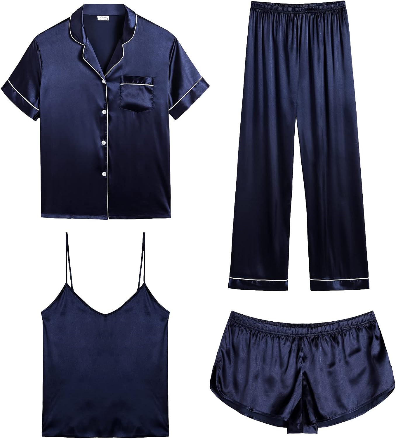 SWOMOG Womens Silk Satin Pajamas Sets for Ultimate Comfort