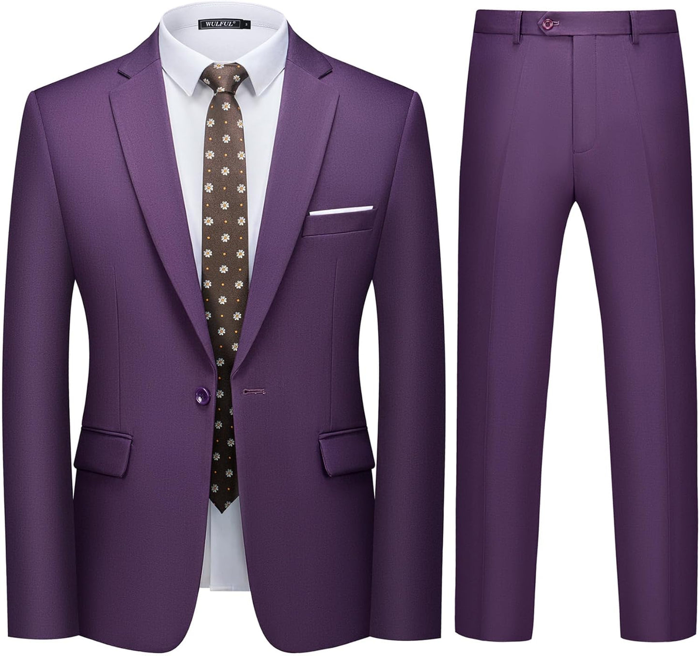 WULFUL Men's Slim Fit Suit Set for Weddings and Business Events
