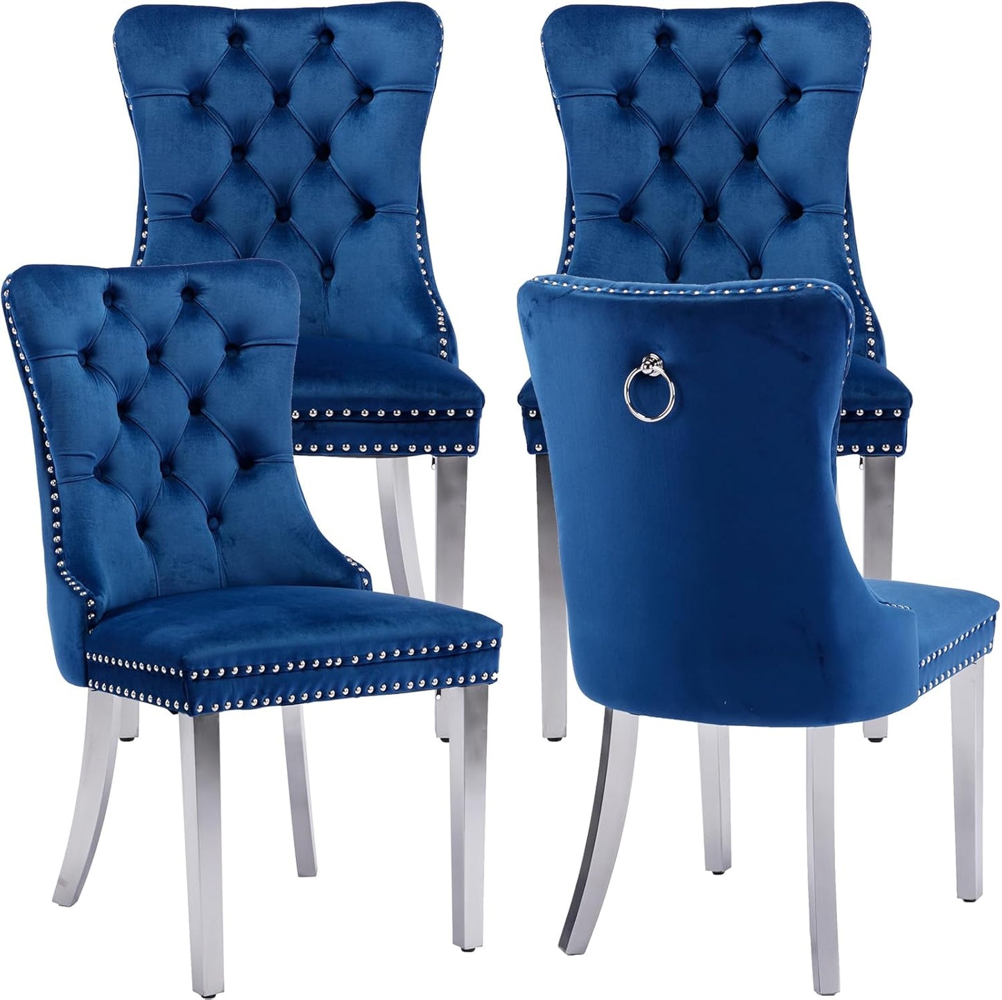 Blue Velvet Dining Chairs Set of 4 for Stylish Dining Rooms