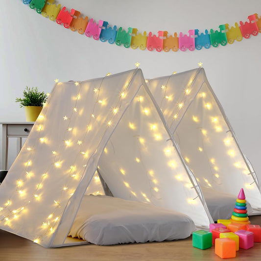Kids Teepee Sleepover Set with Airbed & Lights